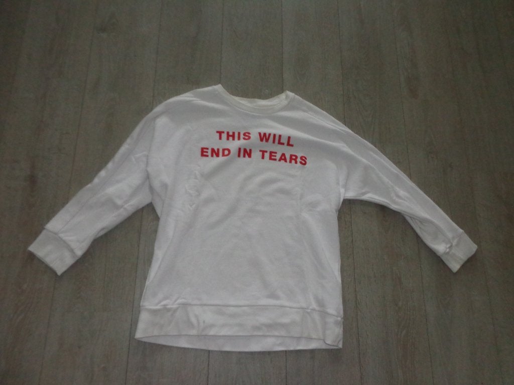 witte damesweater van Karssen, maat L, Ophalen of Verzenden, Gedragen, Maat 42/44 (L), Wit