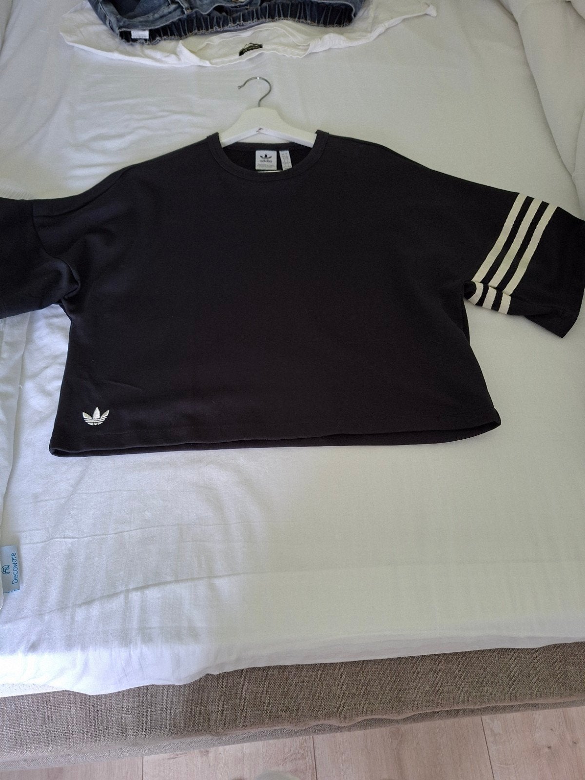 Adidas crop top met 3 strepen en logo, Adidas, Zwart, Maat 42/44 (L), Ophalen of Verzenden