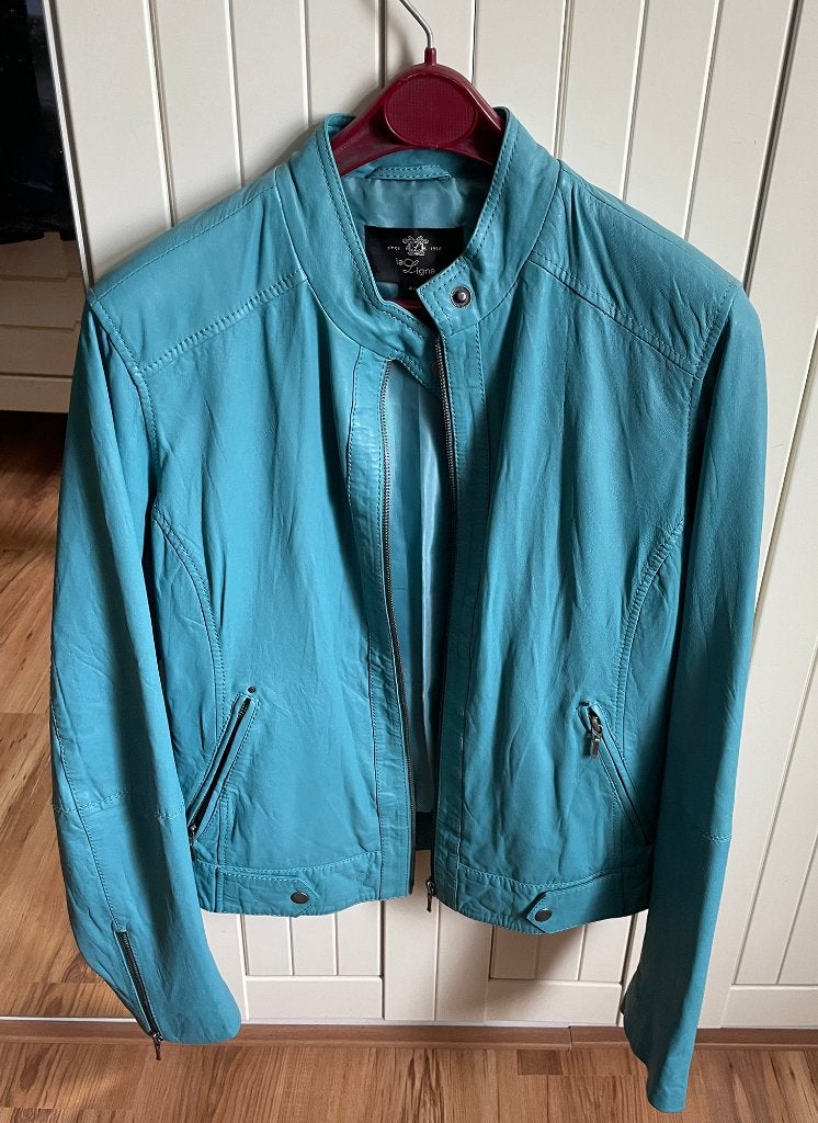echt leder blauw jasje La Ligna mt44, Ophalen, Blauw, Maat 42/44 (L), Zo goed als nieuw