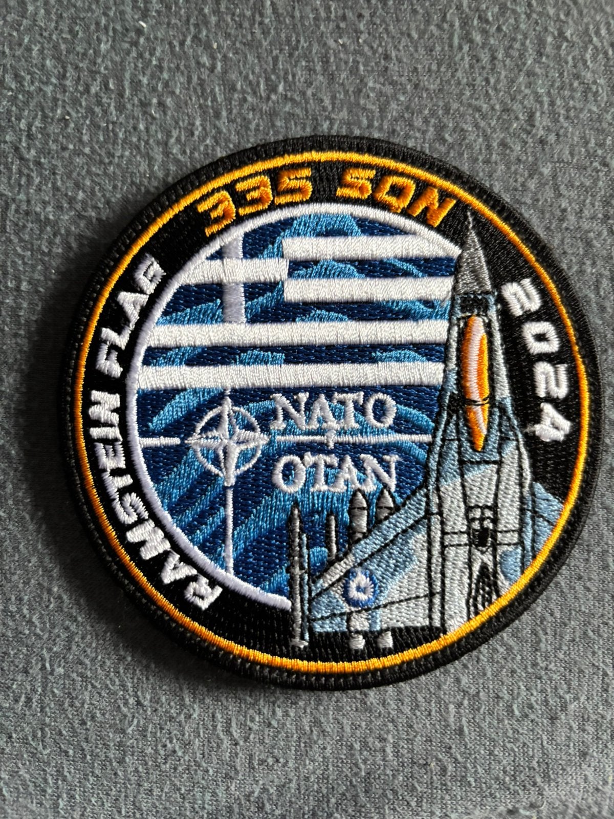 Nato ramstein flag 2024 embleem 335 SQN HAF, Verzenden, Luchtmacht, Nederland, Embleem of Badge