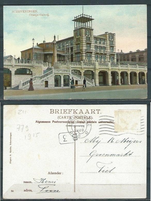 Scheveningen 1915 Oranje Galerij Ansichtkaart a-22 jdu, Verzamelen, Ansichtkaarten | Nederland, Ophalen of Verzenden, Voor 1920