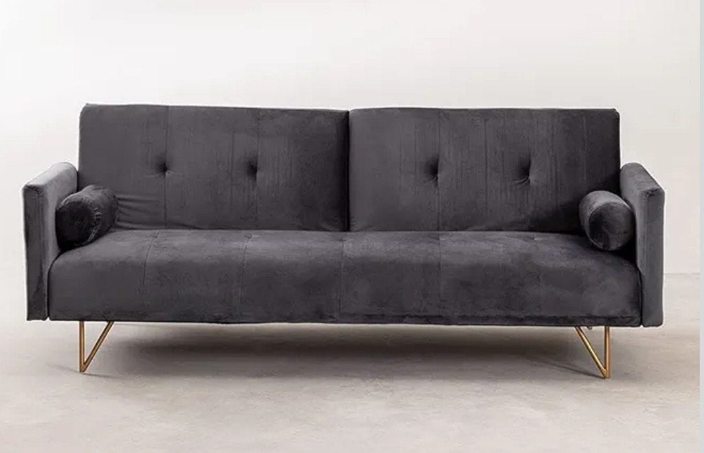 Donkergrijze slaapbank van SKLUM, Ophalen, 150 tot 200 cm, Tweepersoons, 75 tot 100 cm