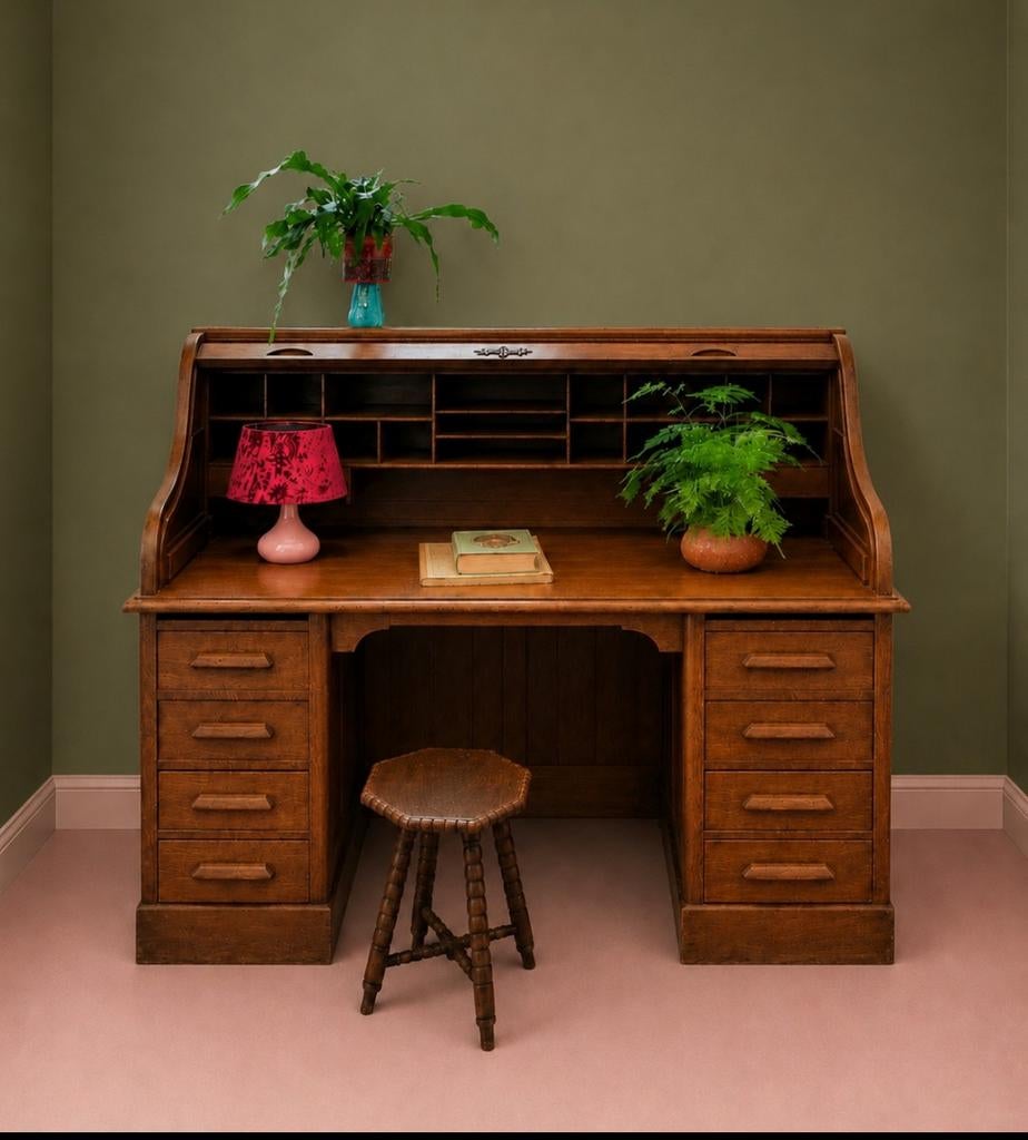Antiek rolluikbureau van eikenhout, Ophalen of Verzenden