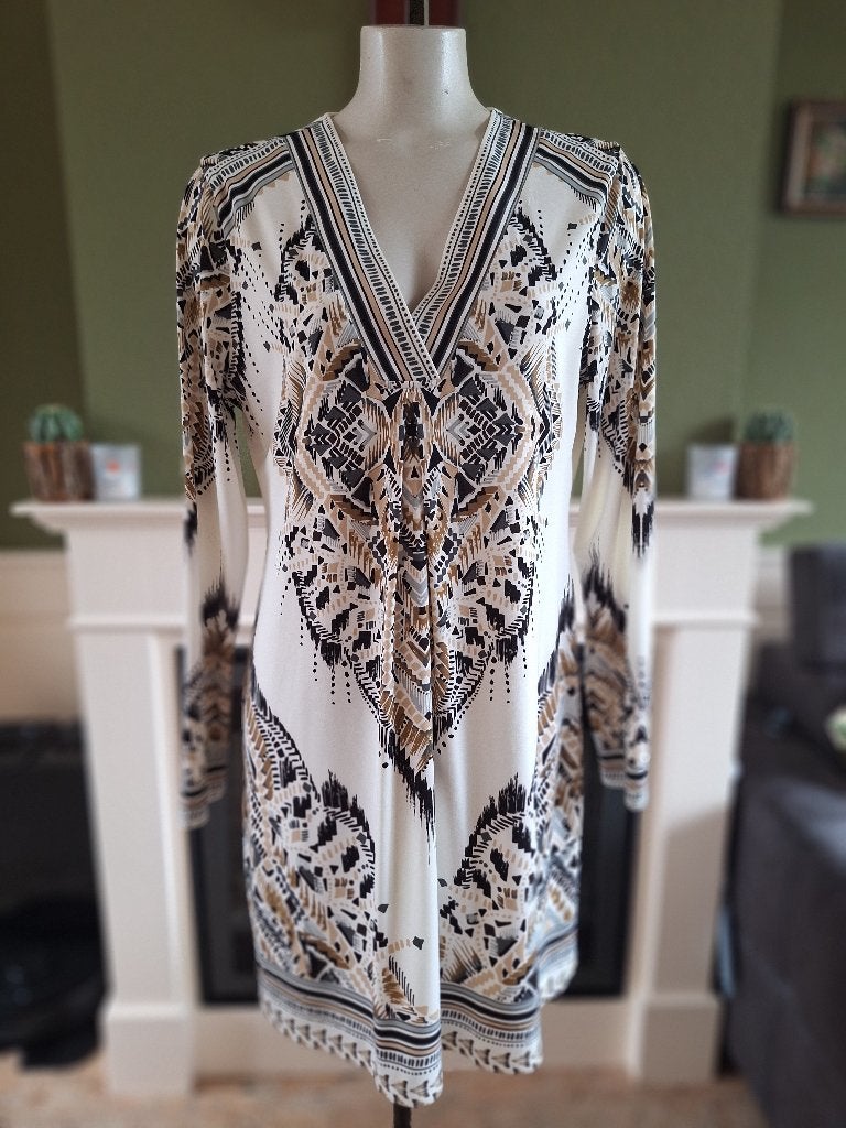 Hale Bob crème gevoerde jurk mt L, Kleding | Dames, Jurken, Maat 42/44 (L), Zo goed als nieuw, Knielengte, Hale Bob
