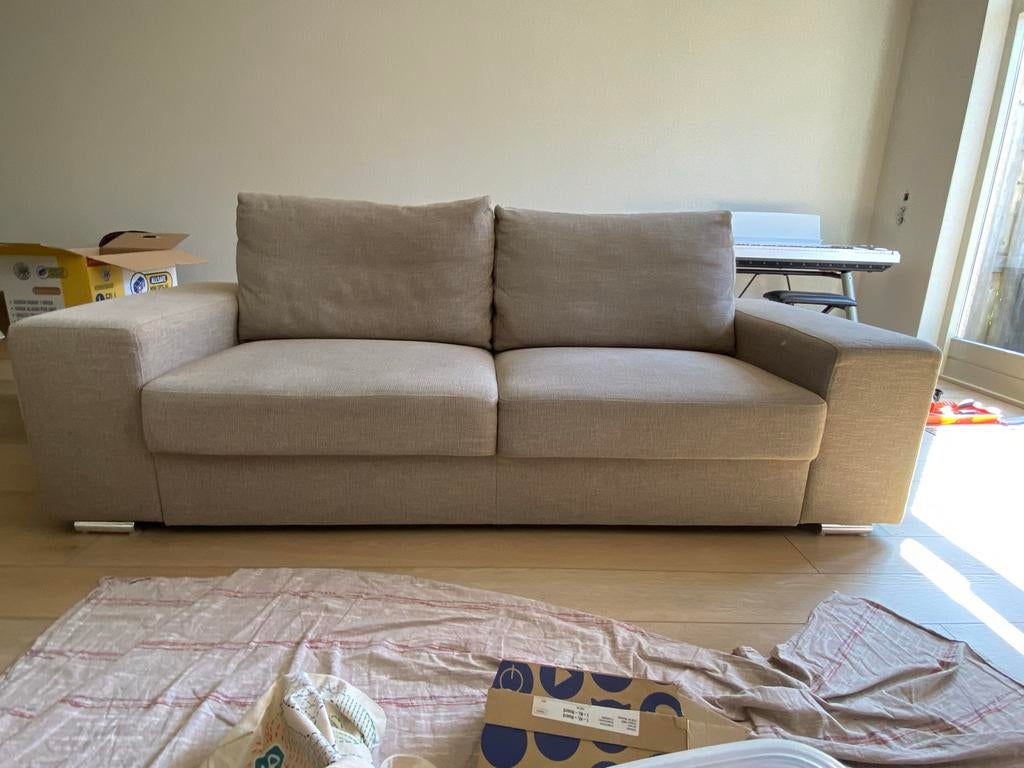 Beige driepersoons bank - zit nog goed, Huis en Inrichting, Ophalen, Driepersoons, 75 tot 100 cm, Zo goed als nieuw