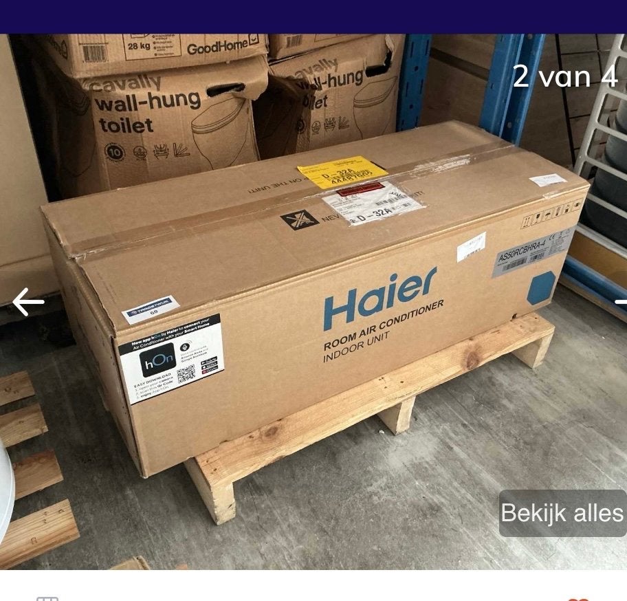 Nieuwe Haier Binnenunit 5 KW voor Grote Ruimtes, Ophalen, Verwarmen, Nieuw, 3 snelheden of meer