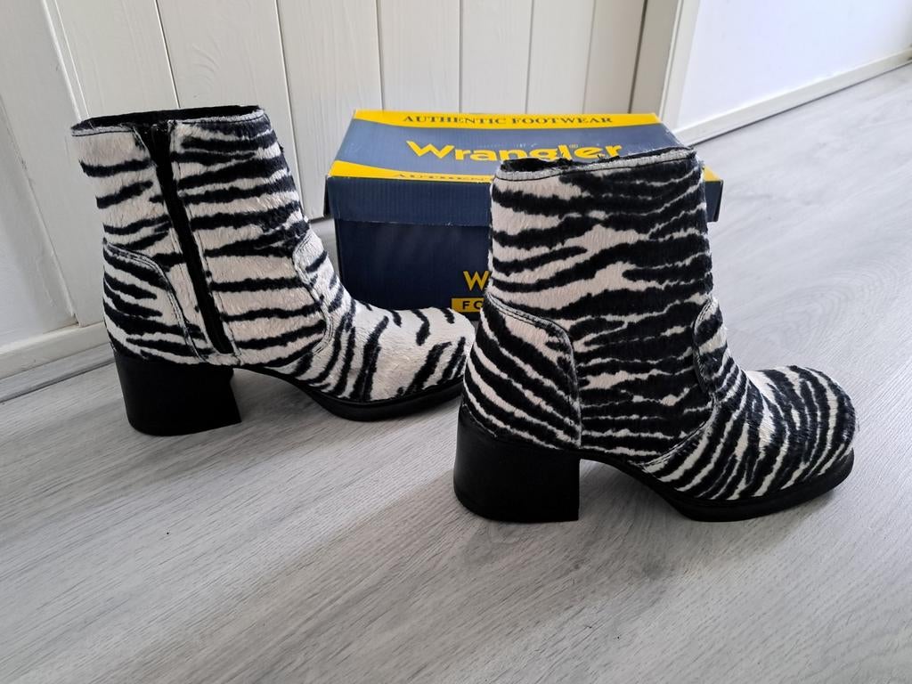 Vintage Wrangler Zebra Faux Fur Chunky Boots laarzen maat 40, Kleding | Dames, Schoenen, Zwart, Lage of Enkellaarzen, Nieuw, Wrangler