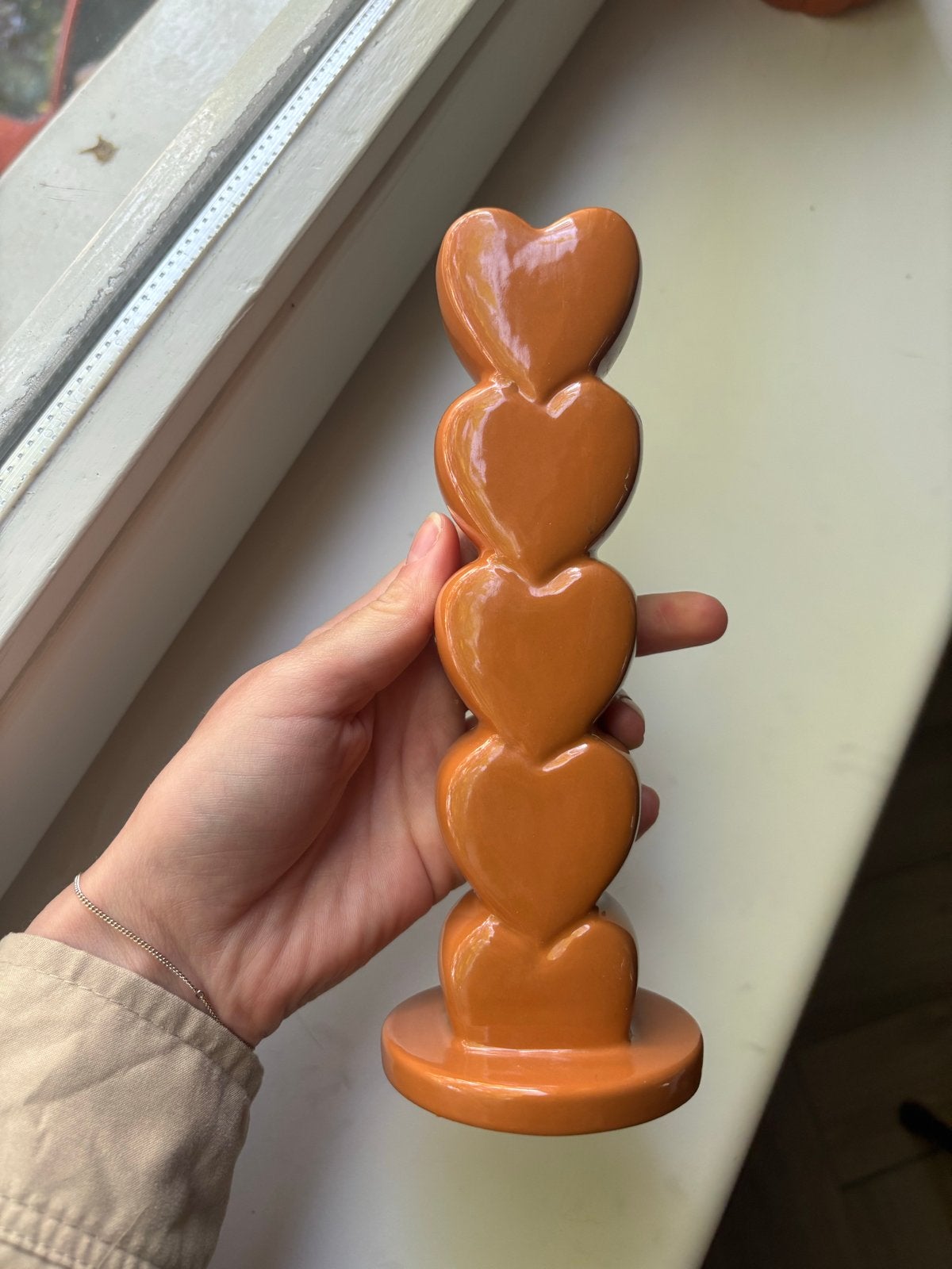 Sissy-Boy kandelaar met hartjes - Oranje/bruin, Overige merken, Oranje, Ophalen of Verzenden, Zo goed als nieuw