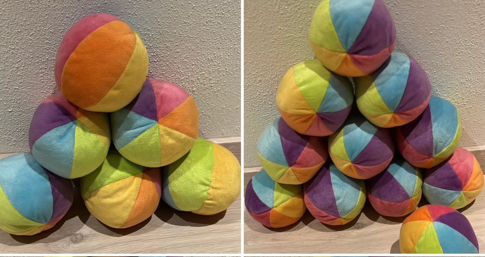 Set van 5 baby ballen pluche regenboog bal 11 cm ikea leka, IKEA, Overige typen, Ophalen of Verzenden, Zo goed als nieuw