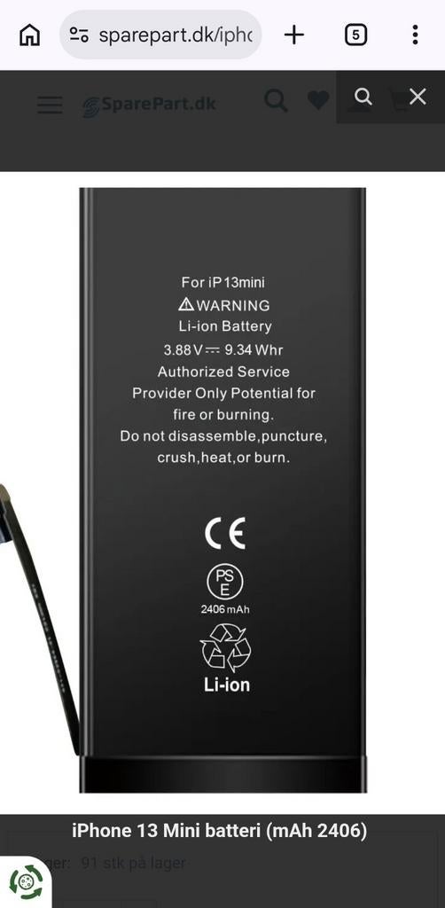 iPhone 13 mini batterij (2406 mAh), Telecommunicatie, Mobiele telefoons | Batterijen en Accu's, Ophalen, Nieuw, Apple iPhone