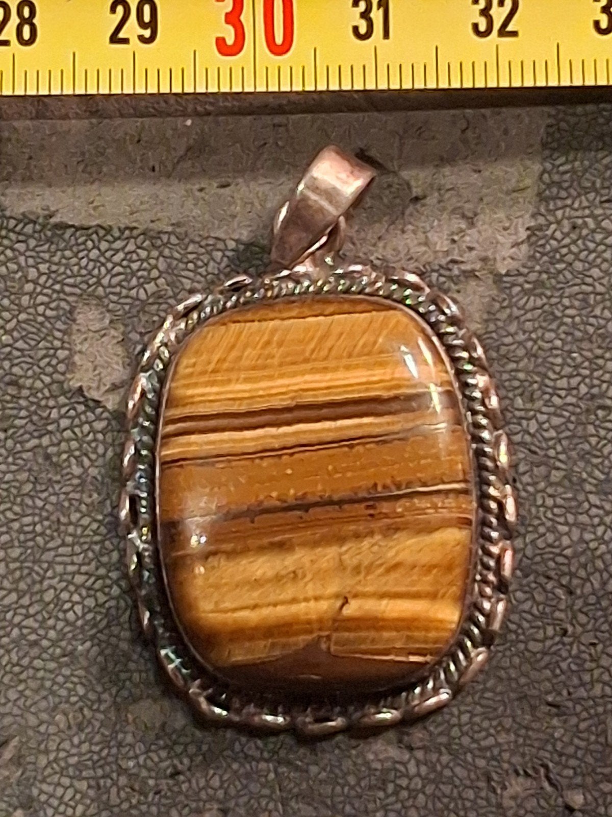 tijgeroog aanhanger groot model zilver, Verzenden, Zo goed als nieuw, Zilver, Zilver