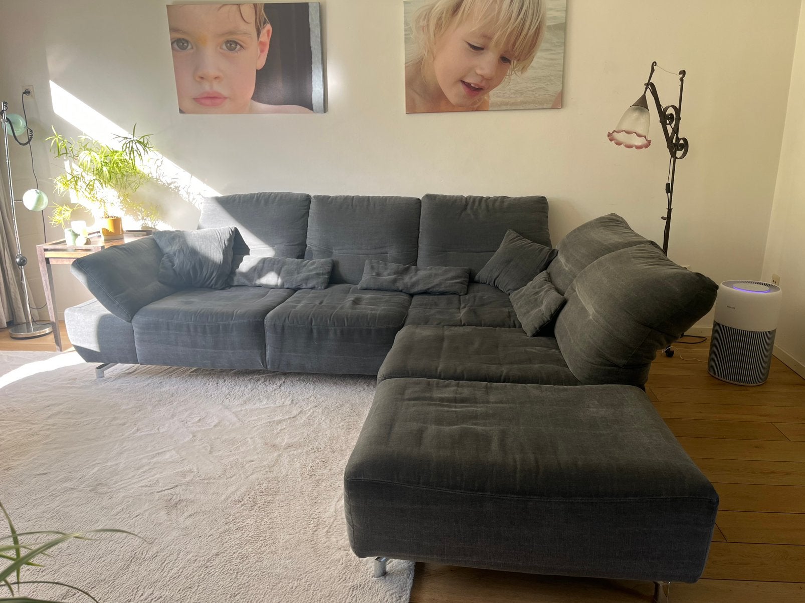 Foto 4 van Musterring grote hoekbank / loungebank – grijs – verstelbaar