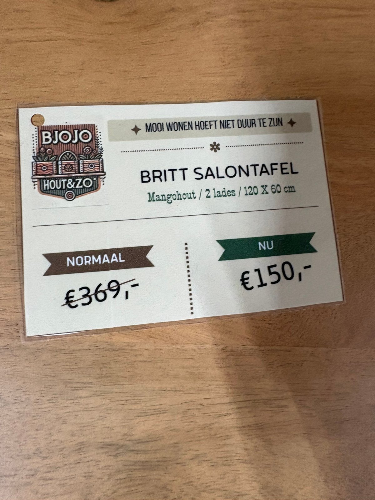Salontafel Britt 150 euro, Ophalen of Verzenden, Nieuw