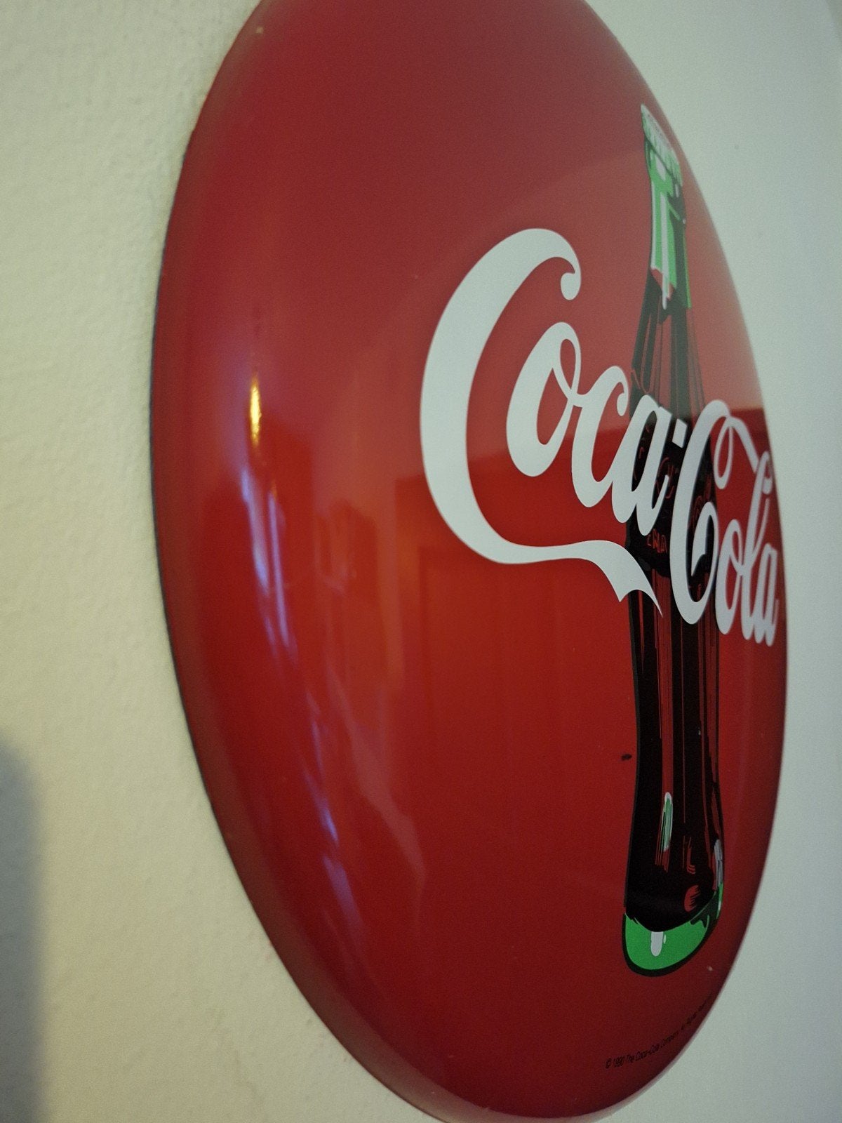 Vintage Coca-Cola Reclamebord - Rond met Fles Design, Ophalen of Verzenden, Nieuw, Reclamebord