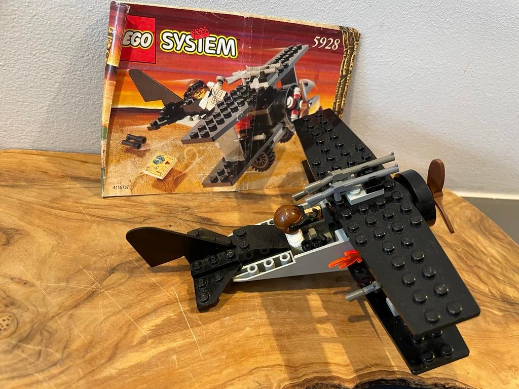 Lego System Retro 5928: Bi-vliegtuig met piloot en instructi, Gebruikt, Overige thema's, Lego, Ophalen of Verzenden