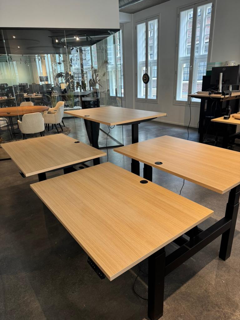 Elektrisch Duo Bureau KT Business 120x80cm, Ophalen, Zwart, 120 cm, Zo goed als nieuw
