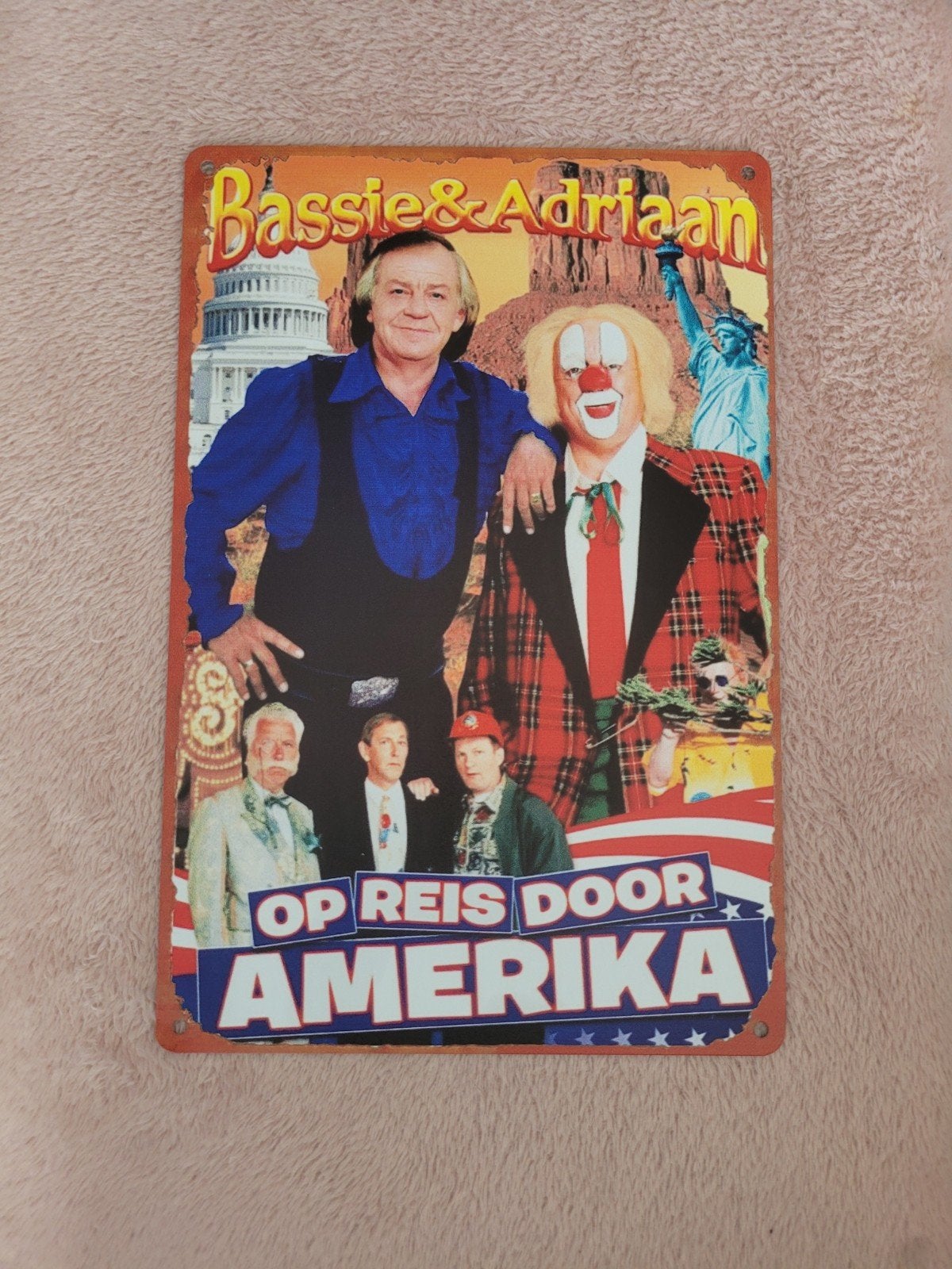 Bassie & Adriaan Op Reis Door Amerika - Metalen bord 20x30cm, Ophalen of Verzenden, Nieuw, Meerkleurig, Metaal