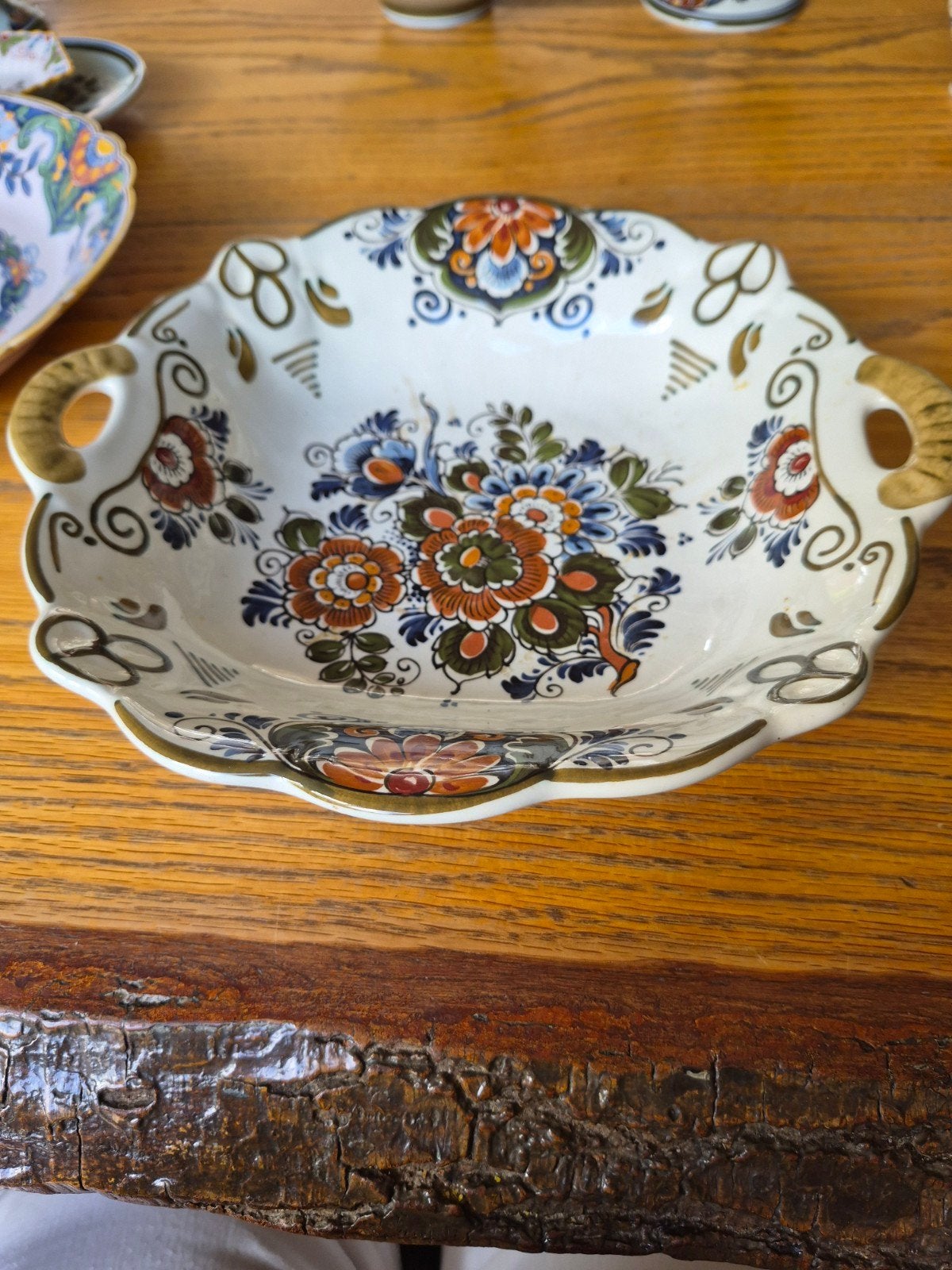 Delfts Polychroom Flora Keramiek Handwerk Schaal Puntgaaf, Ophalen of Verzenden