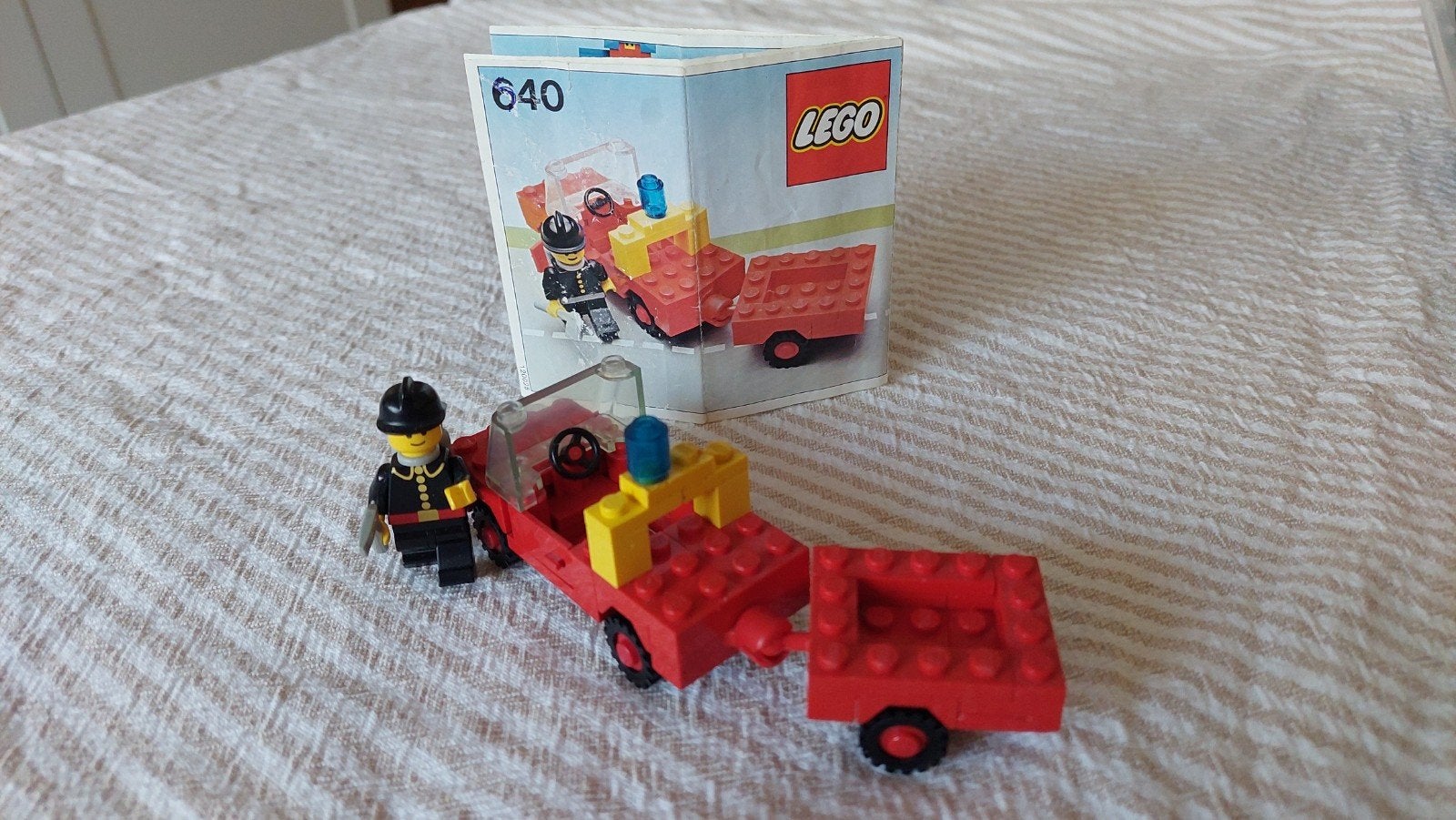 Vintage LEGO Set 640 Brandweerwagen met Brandweerman, Kinderen en Baby's, Gebruikt, Lego, Ophalen of Verzenden, Inclusief instructies