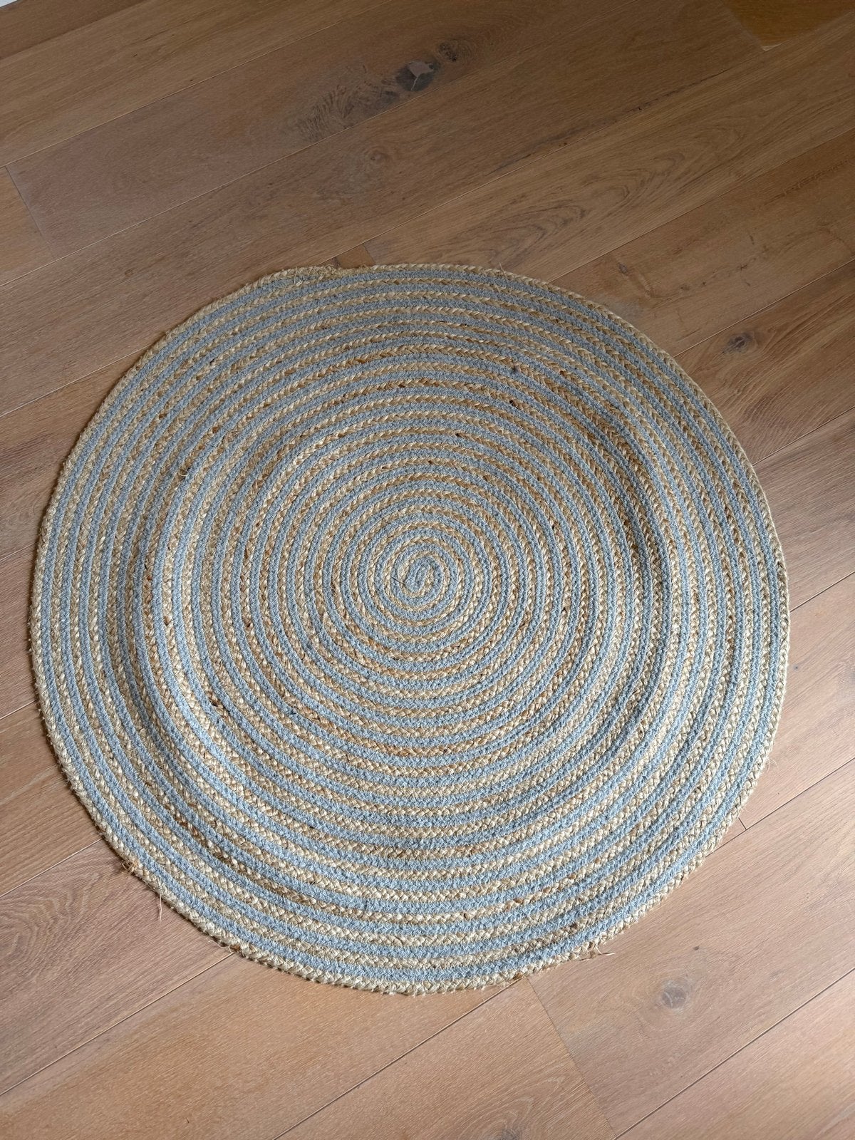 Rond sisal vloerkleed met grijze strepen, Huis en Inrichting, Ophalen, Zo goed als nieuw, Grijs, Rond