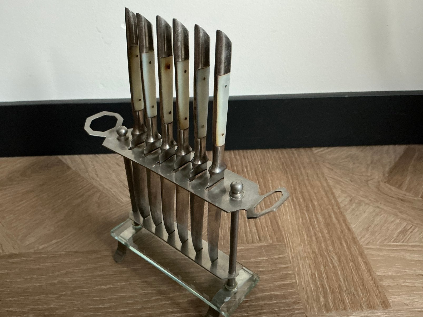 art deco fruitmesjes,antieke fruitmesjes met parlemoer, Antiek en Kunst, Antiek | Bestek, Verzenden
