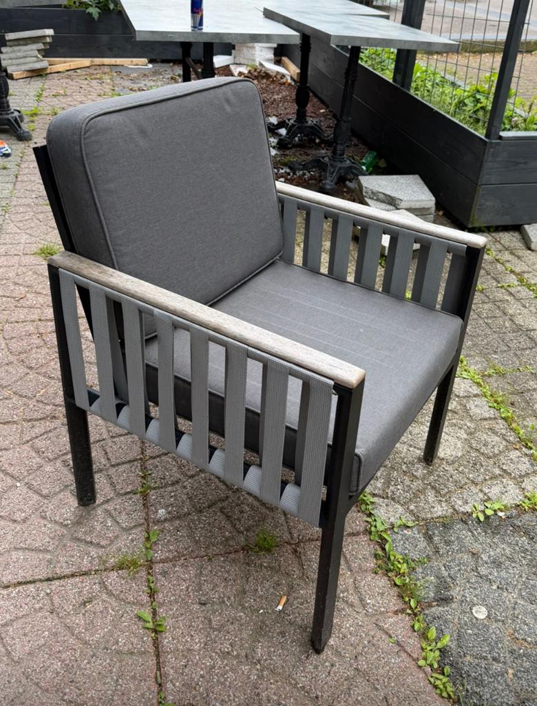 tuinstoel met kussens - Grijs 9 stuks, Tuin en Terras, Ophalen of Verzenden, Zo goed als nieuw, Metaal