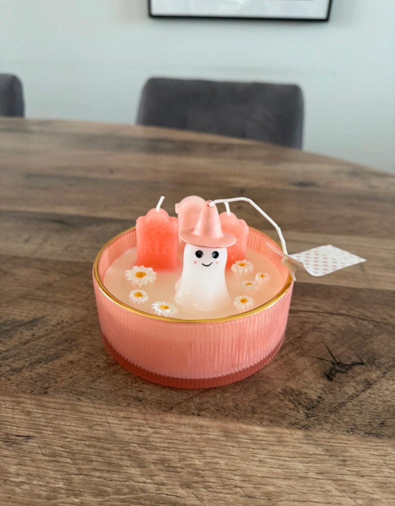 Halloween Tk Maxx Kaars Spookje Roze - Candle Pink Ghost, Ophalen of Verzenden, Nieuw, Roze, Kaars
