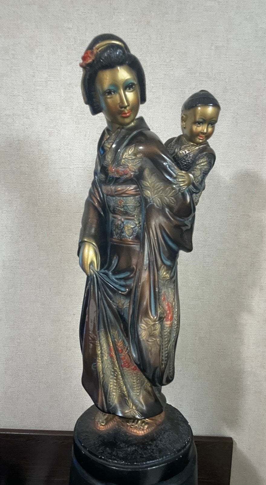 Geisha, vrouw met kind, vintage, gips, japan, Ophalen of Verzenden