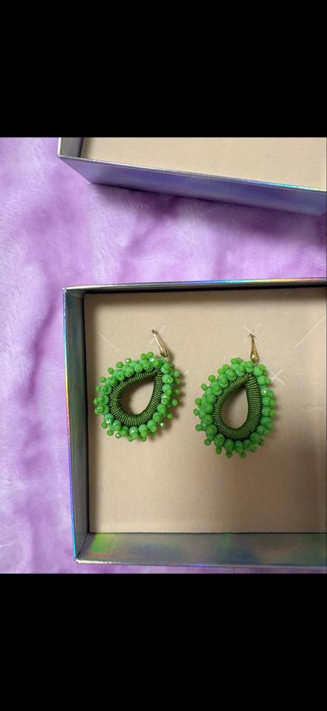 Originele Lott Gioielli Oorbellen - Groen, Met kristal, Overige materialen, Hangers, Ophalen of Verzenden