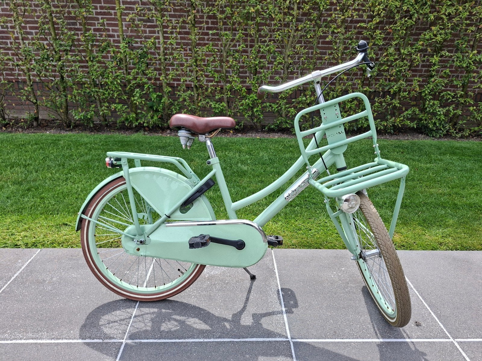 Popal 22 inch meisjesfiets Mintgroen met voordrager, Ophalen, 22 inch, Gebruikt, Velgrem