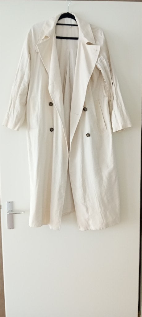 Lange abaya zomerjassen lange jassen parka trenchcoat, Ophalen, Zo goed als nieuw, Maat 42/44 (L), Wit
