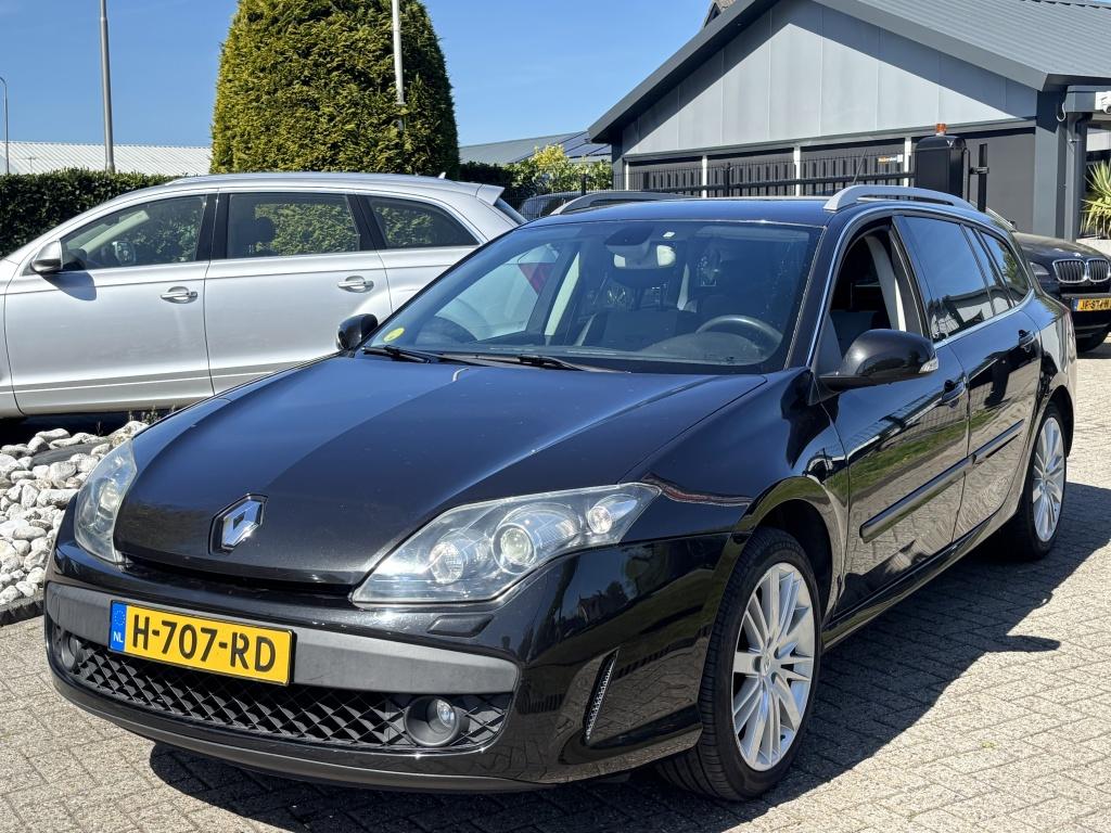 Renault Laguna Estate 2.0 16V GT Benzine Trekhaak 2009 Zwart, Gebruikt, Zwart, 4 cilinders, Leder en Stof