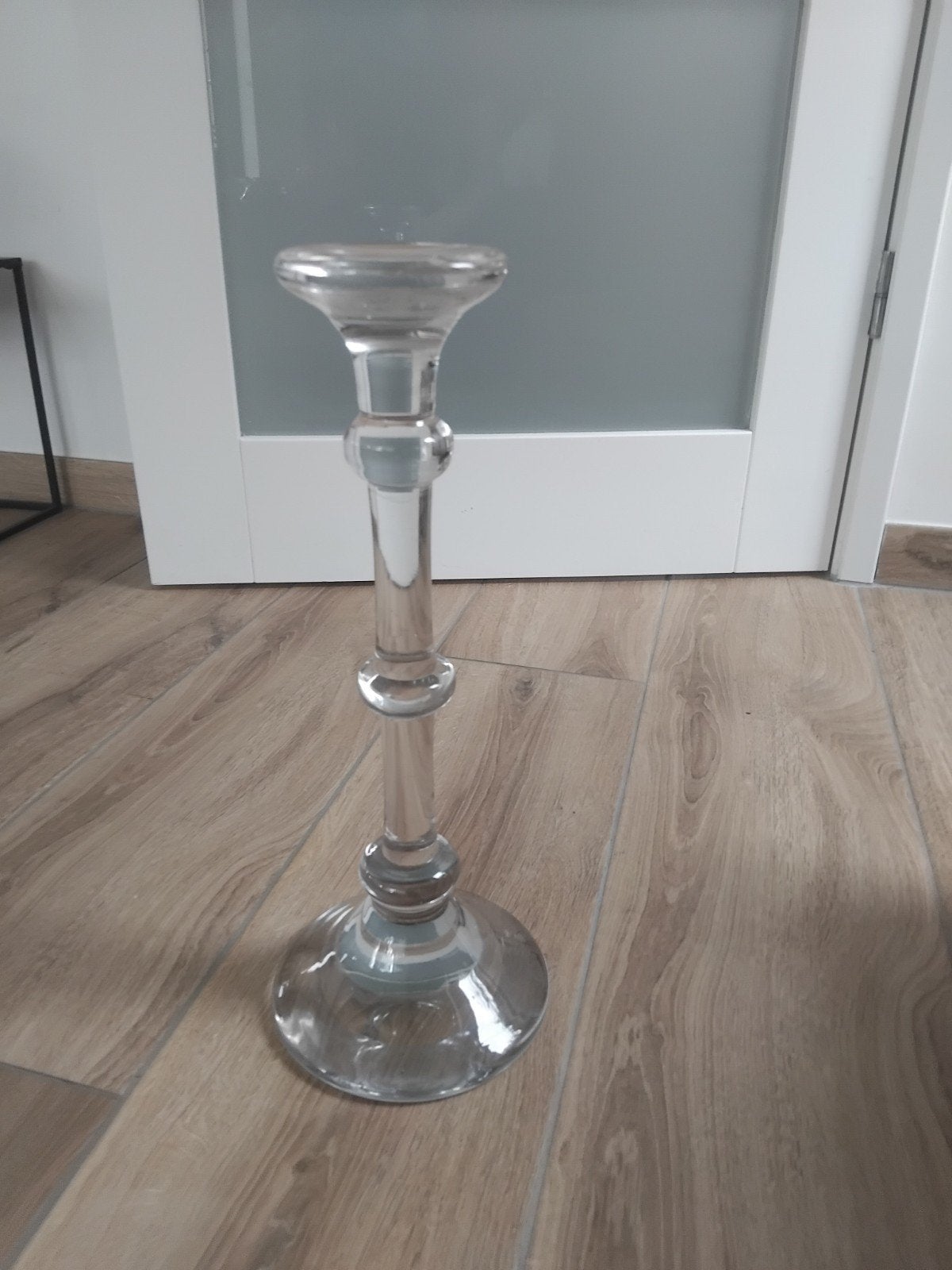 Kandelaar glas 44 cm hoogtransparante glazen kandelaar lijkt, Ophalen of Verzenden, Glas
