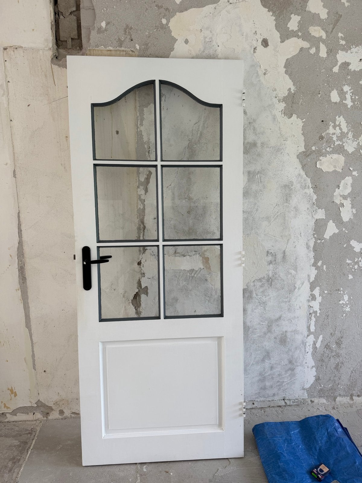 Binnendeur met glas 82x198,5 cm, Ophalen, Gebruikt, 80 tot 100 cm, Binnendeur