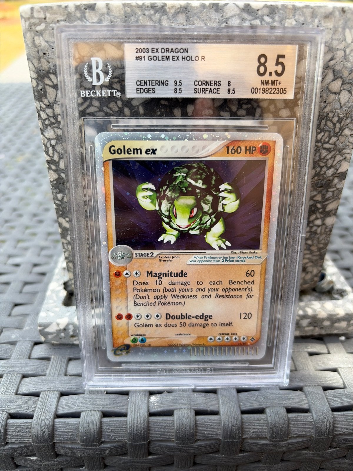 Golem ex 2003 EX DRAGON #91 Holo BGS 8.5 Pokémon Kaart, Ophalen of Verzenden, Zo goed als nieuw, Losse kaart, Foil
