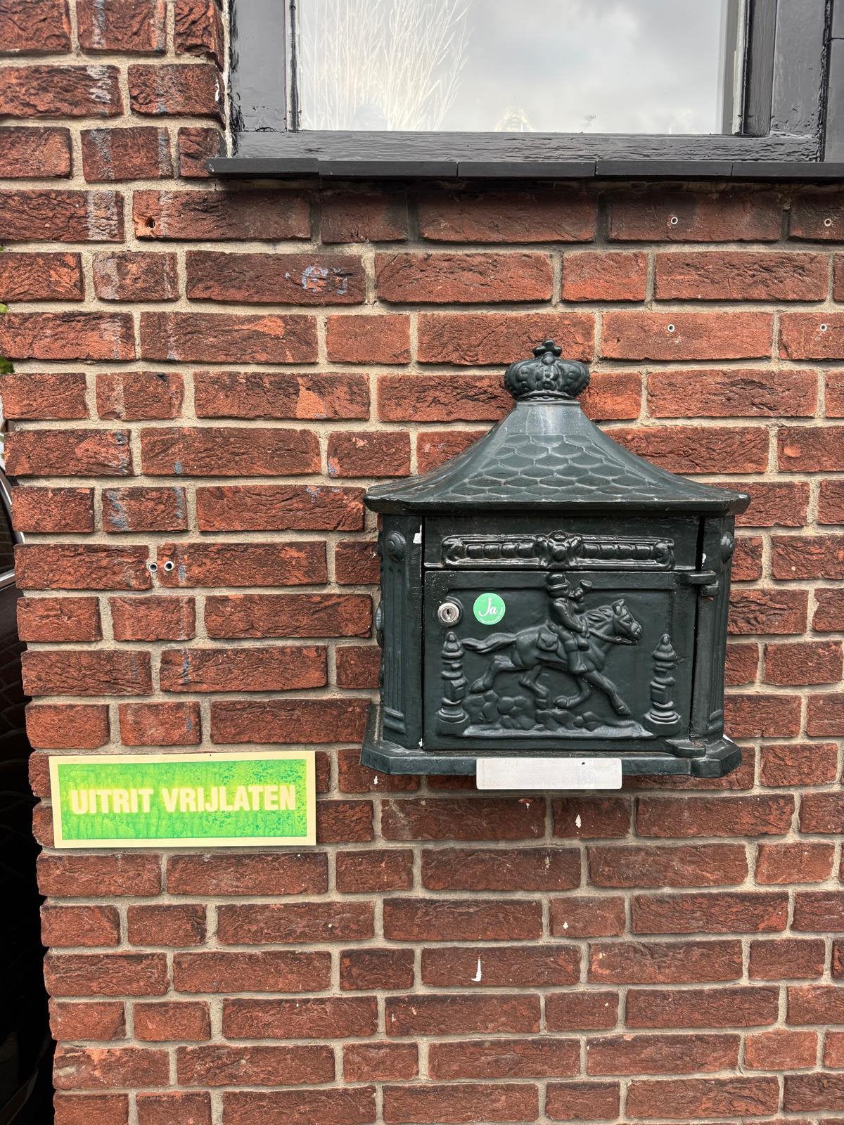 Wand Brievenbus groen, Tuin en Terras, Ophalen, Gebruikt, IJzer, Wandbrievenbus