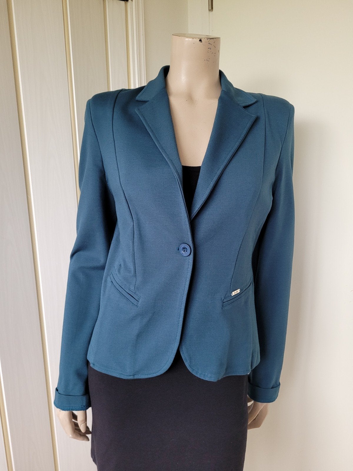 Amelie Amelie blazer/jasje teal kleur maat L/40, Maat 38/40 (M), Blauw, Ophalen of Verzenden, Zo goed als nieuw