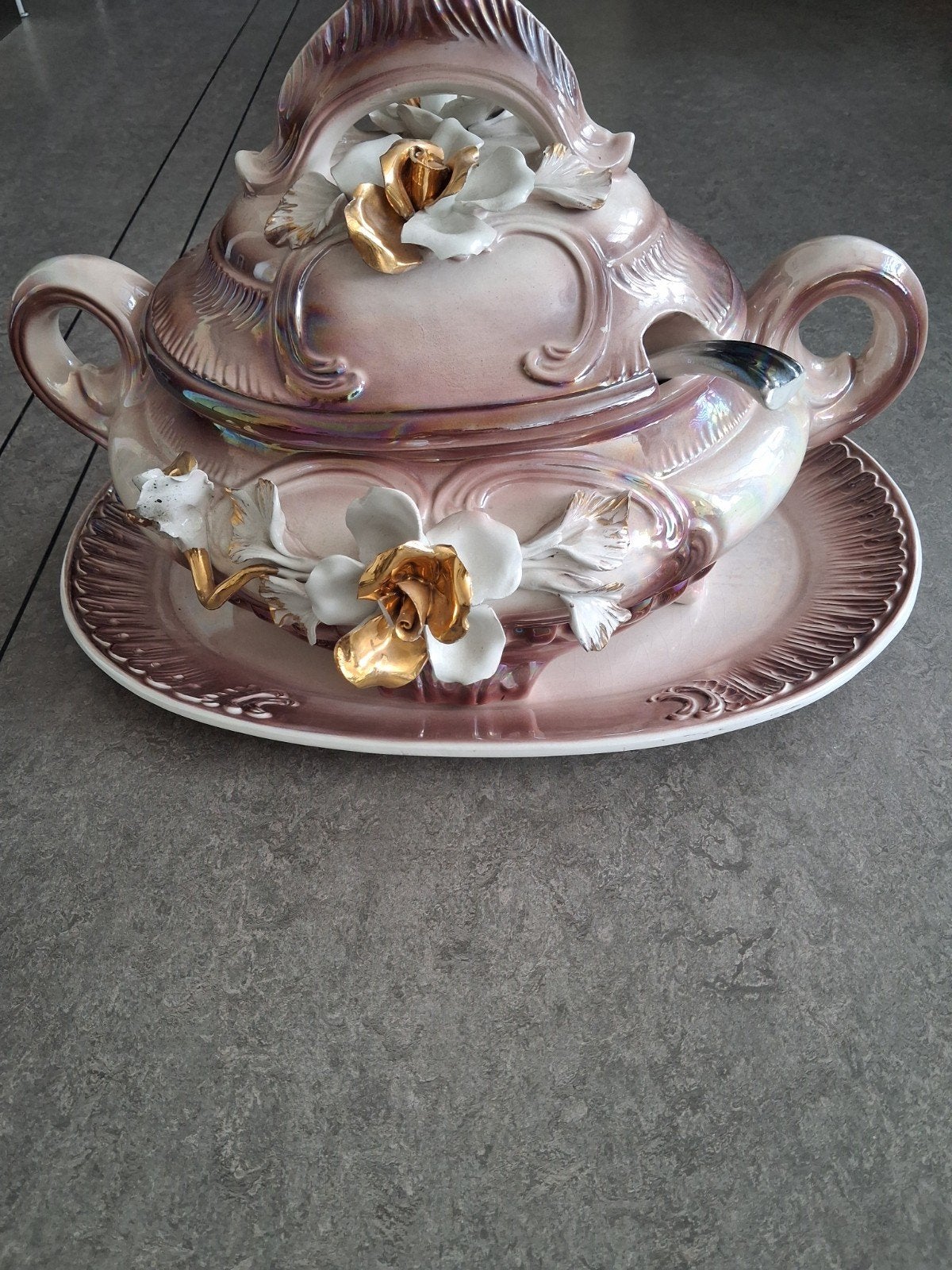 Vintage Italiaanse soep terrine Capodimonte style 55x36cm., Ophalen