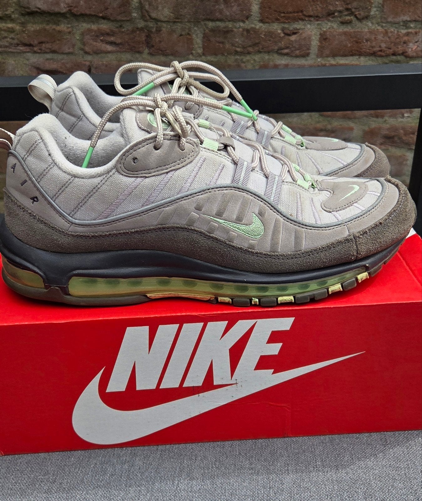 Nike Air Max 98 Vast Grey/Fresh Mint - Maat 44.5, Nike air max, Overige kleuren, Ophalen of Verzenden, Sneakers of Gympen