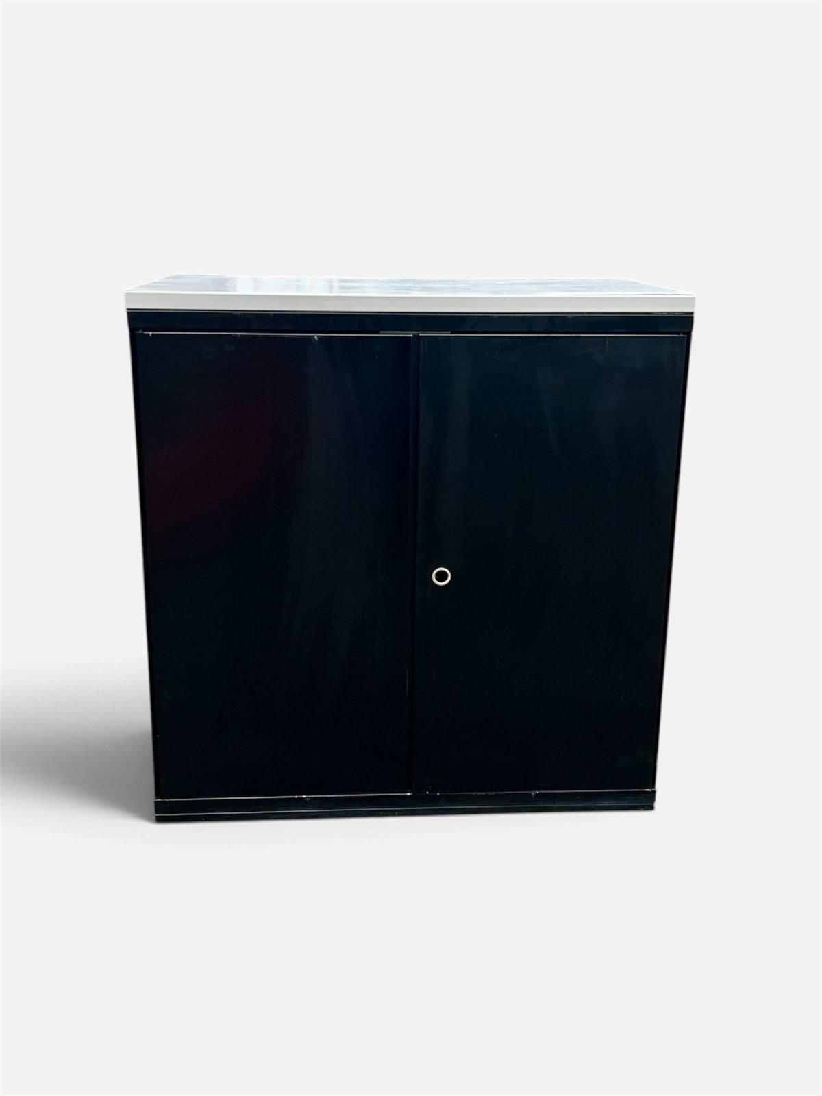 Vintage metalen kast - zwart met wit, Ophalen of Verzenden