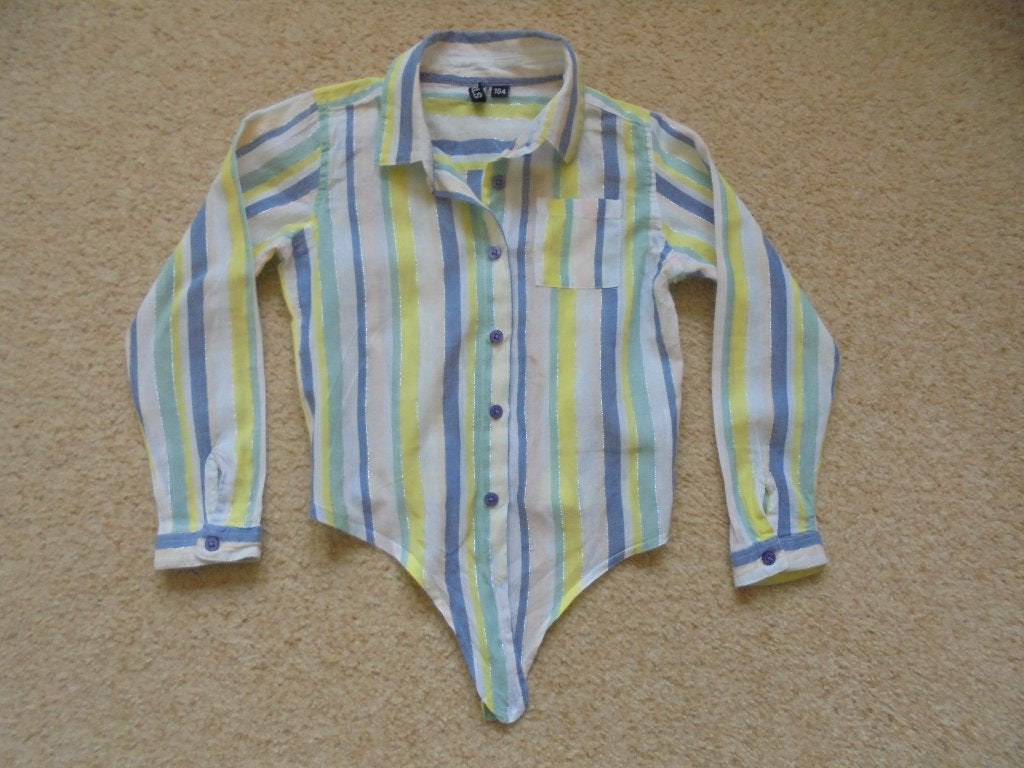 Wit blauw gele blouse, Gebruikt, Meisje, Overhemd of Blouse, Ophalen of Verzenden