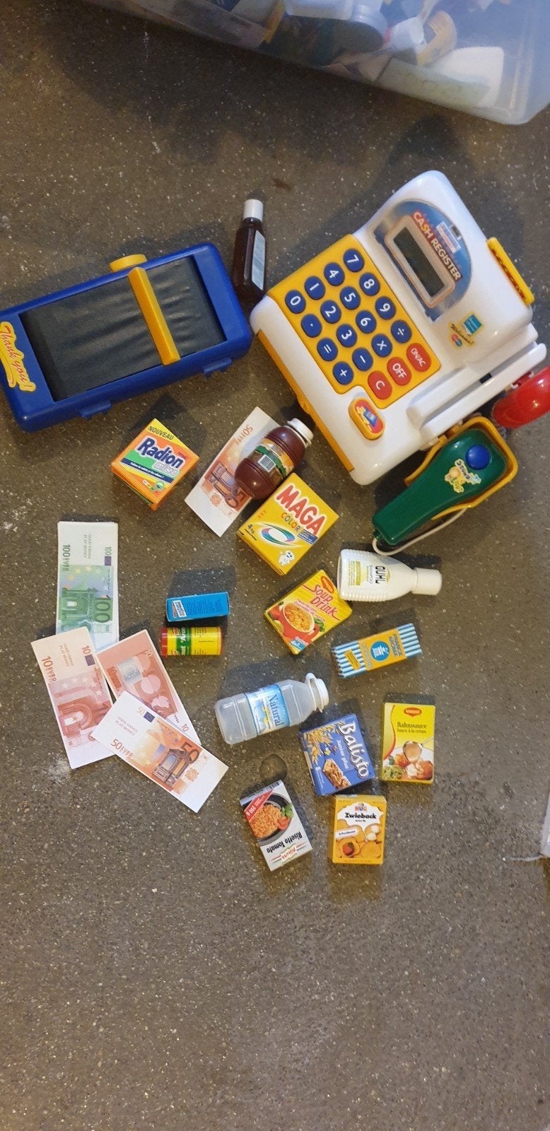 Supermarkt speelgoed met kassa, loopband, geld, artikelen, Ophalen of Verzenden
