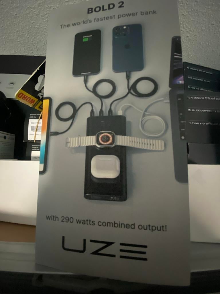 UZE BOLD 2 Power Bank - 290W, 27000mAh, Draadloos Opladen, Ophalen of Verzenden, Nieuw