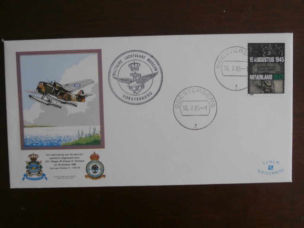 NL 1985; Env. SVMLM nr 2 FOKKER T8 met documentatie, Verzenden, Envelop