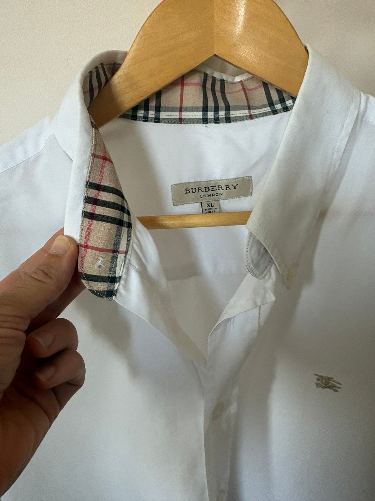 Witte burberry blouse, Kleding | Heren, Ophalen of Verzenden, Zo goed als nieuw, Wit, Halswijdte 43/44 (XL)