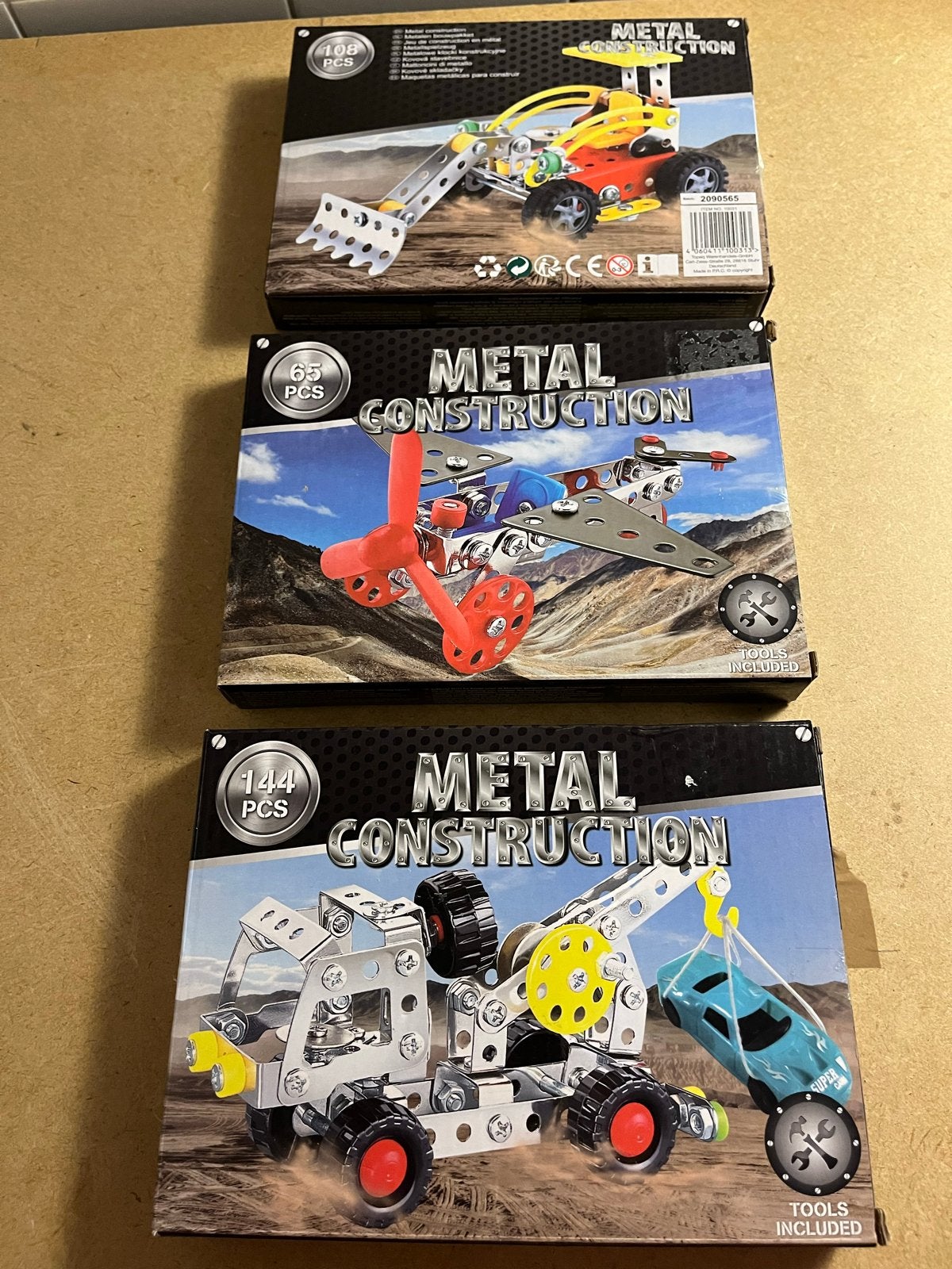 3x Metal Construction Bouwpakket: Graafmachine, Vliegtuig, K, Ophalen of Verzenden, Zo goed als nieuw, Overige merken