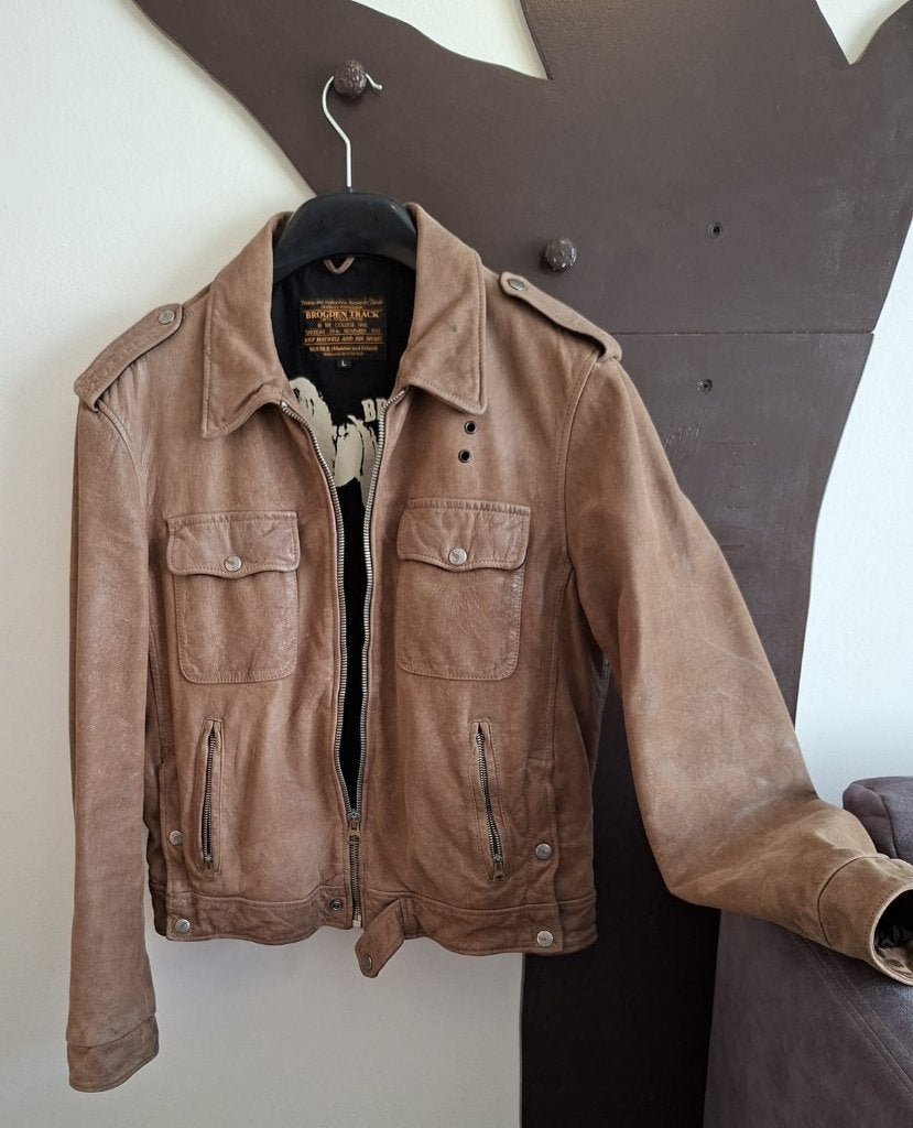 leren jas, Ophalen, Zo goed als nieuw, Maat 52/54 (L), Bruin
