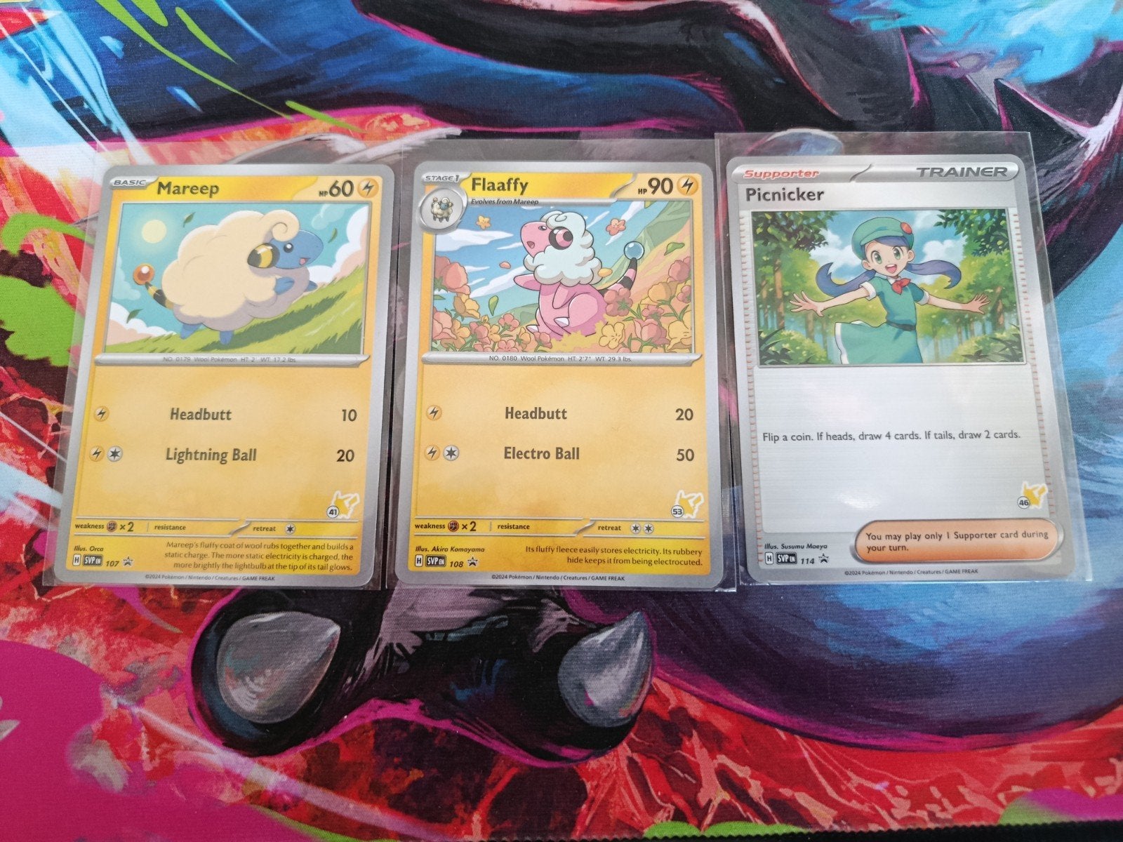 Pokémon Promo Mareep Flaaffy Picknicker Pikachu stamp, Ophalen of Verzenden, Nieuw, Meerdere kaarten