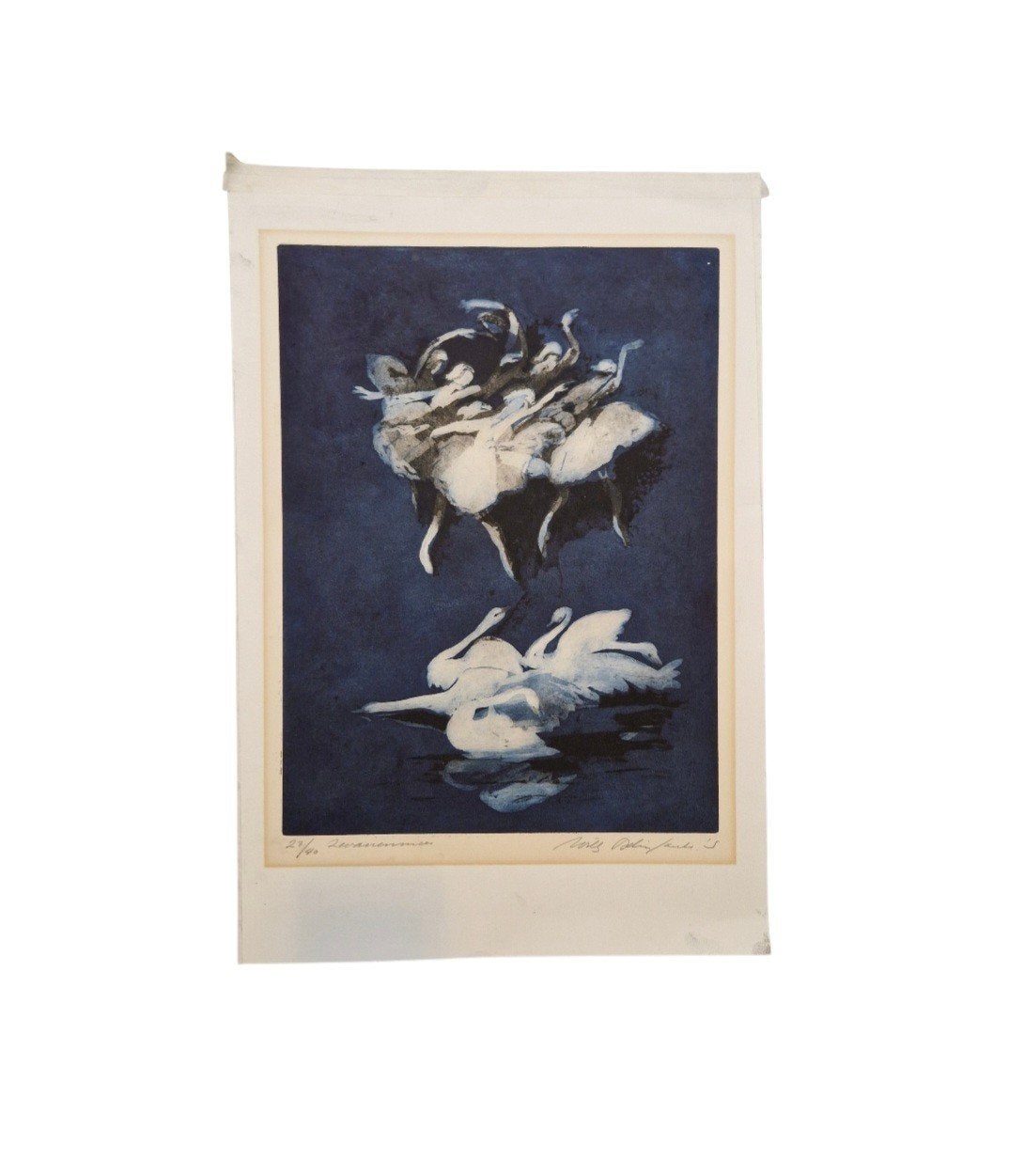litho ets druk Willy Belinfante  Zwanenmeer origineel, Handgekleurd, 1950 - 1999, Ophalen of Verzenden, 36 cm