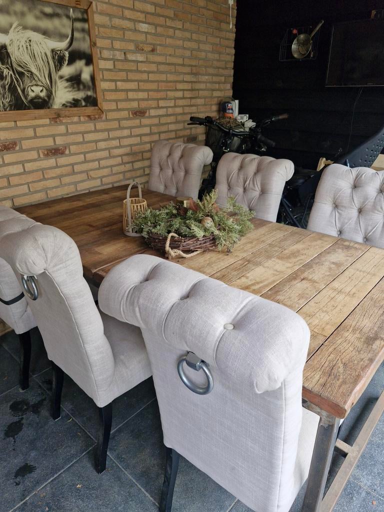 Tuinset eettafel met 6 stoelen, Tuin en Terras, Ophalen of Verzenden, Hout, Eettafel